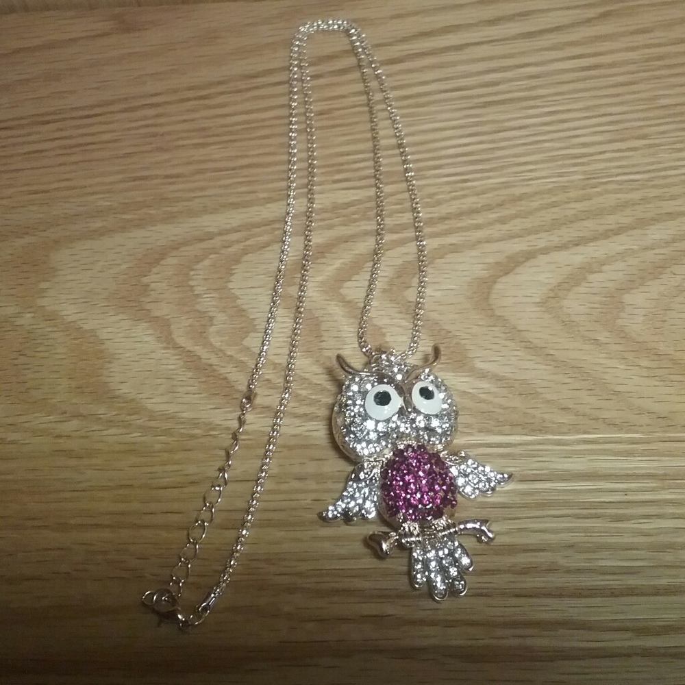 Pink Owl Necklace
